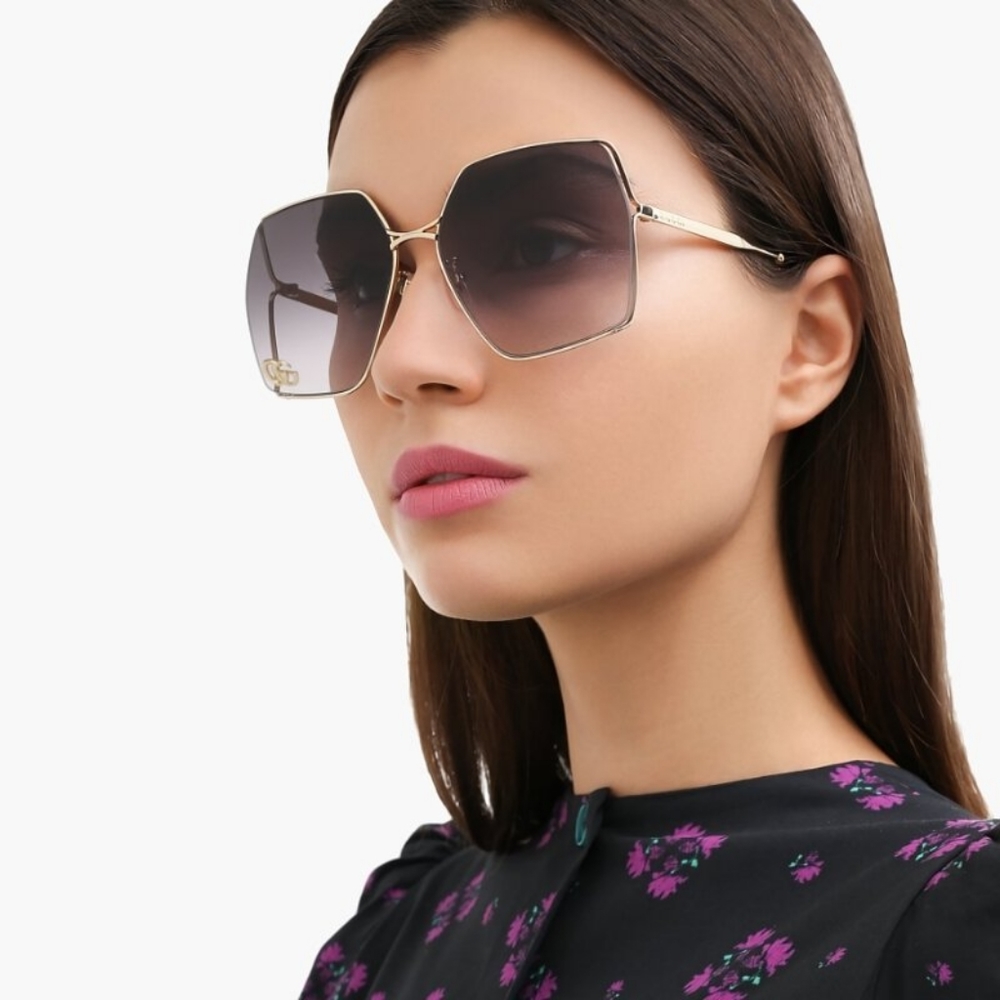 NEW GUCCI GG0817S 006 WOMEN GOLD GRAY SUNGLASSES GG0817S 006